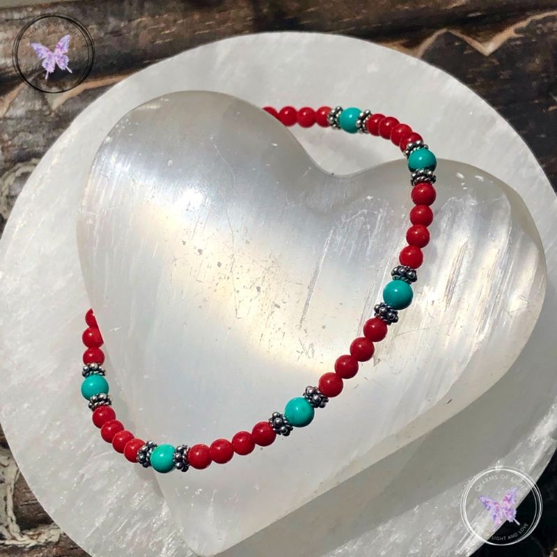 Coral & Turquoise Bead Bracelet